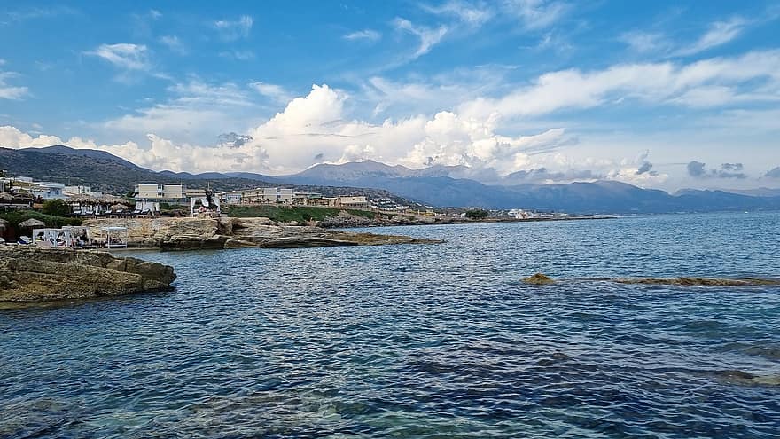 jūra, salu, Krēta, Grieķija, vasarā, ainavu