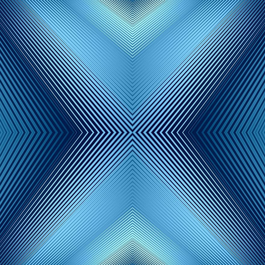 Converging, Lines, Blue, Shades, Glow, Dimension, Perception, Depth, Illusion, Radiate, Connect