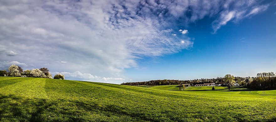 Field, Hill, Nature, Landscape, Meadow, Panorama, Sky