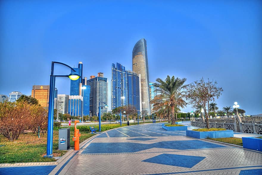 stad, resa, turism, horisont, Abu Dhabi, uae, arab, Förenade arabemiraten, dubai, skyskrapa, Centrum