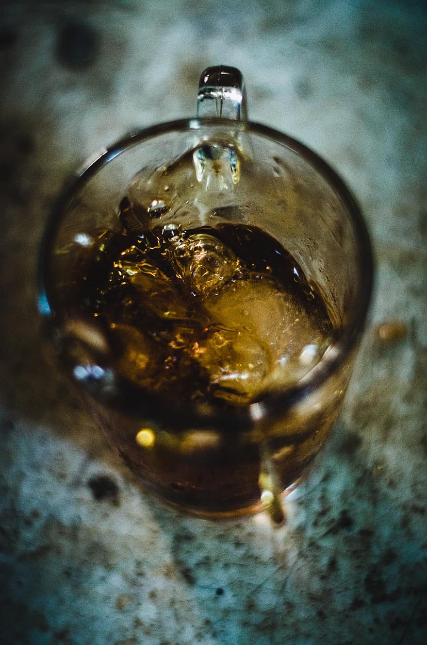 alkoholholdige drikkevarer, drikke, whisky, alkohol, væske, dråbe, tæt på, glas, baggrunde, is, brandy