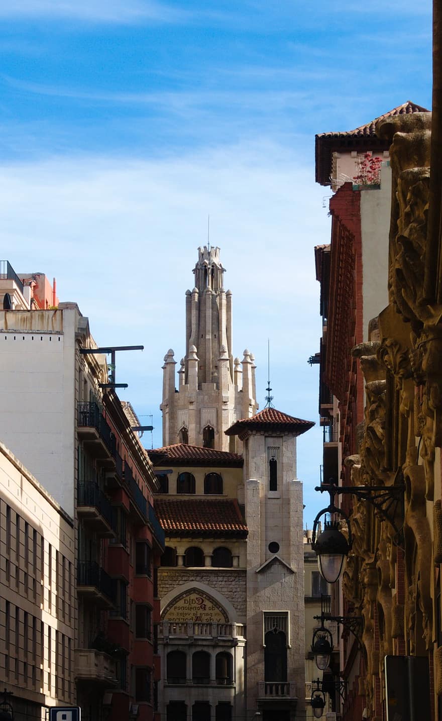 Barcelona, Barri Gotic, Building, City, Architecture, Bank, Tower, Historic, Landmark, famous place, building exterior