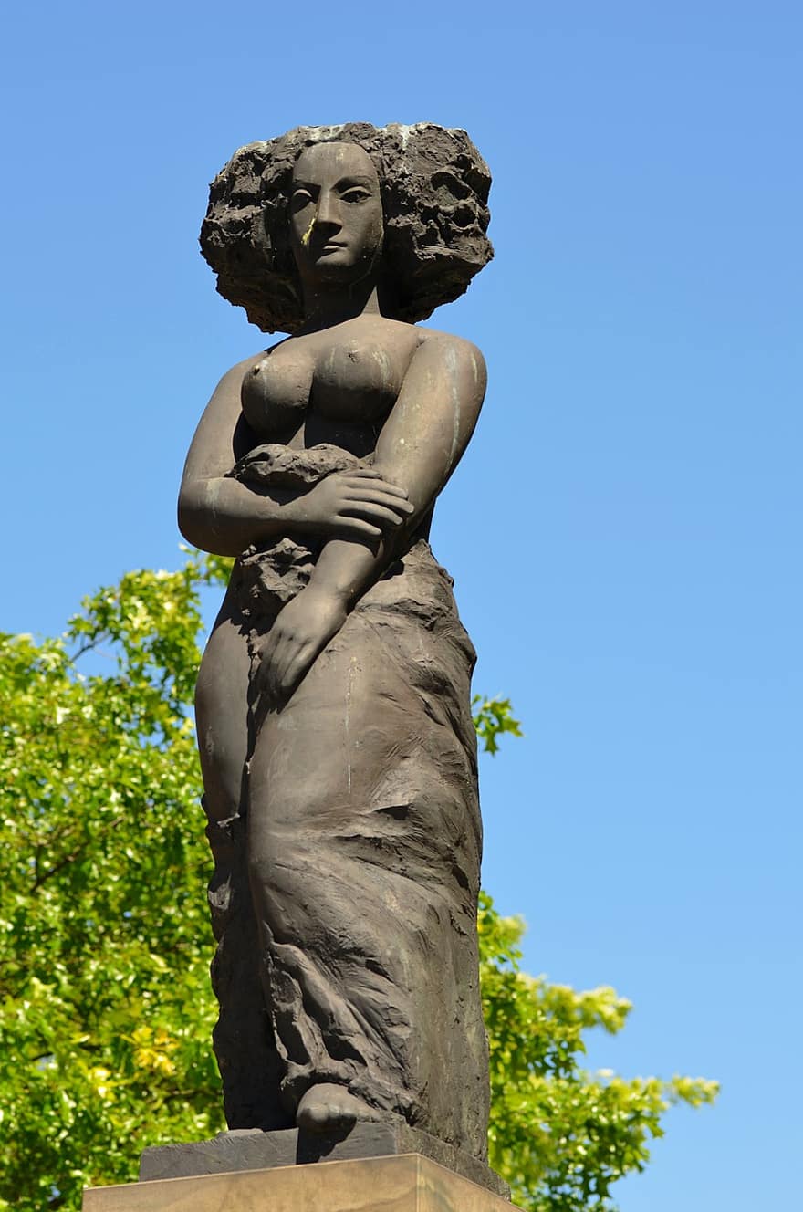 статуя, жена, скулптура, фигура, изкуство, каменна фигура, тяло, Хамбург, стоящ, исторически, паметник