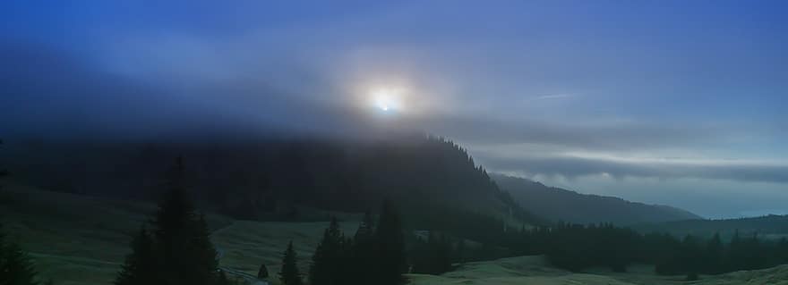 niebla, Alpes, montañas, paisaje de montaña, Suiza
