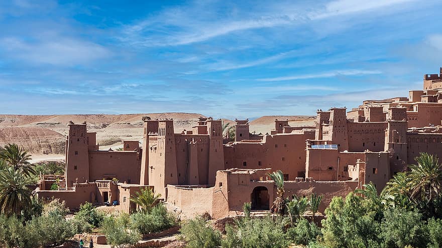 Kasbah av Ait Ben Haddou-patri, menneskeheten, Marokkansk, ørken, landskap, Gjørmebygninger, verdensarv, Afrika, arkitektur, kulturer, berømt sted