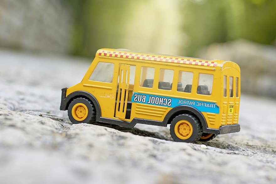 bus, schoolbus, vervoer-, vervoer, wielen, Kindervervoer, speelgoed-