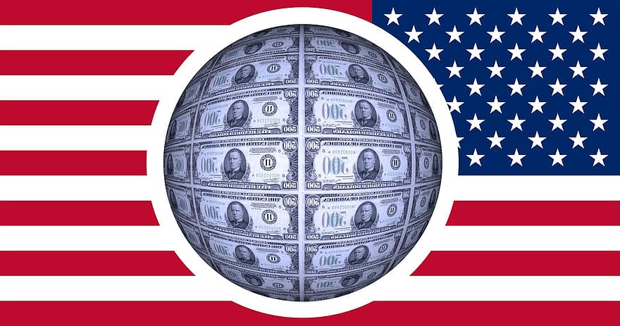 USA, zászló, dollár, látszik, bankjegy, valuta, pénzügy, pénzügyi világ, alapok, számlák, fizetés