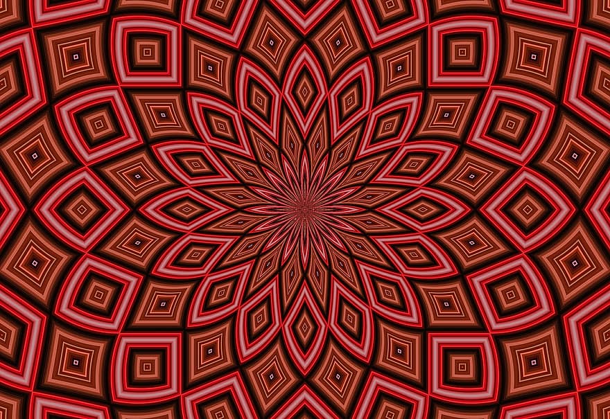 symmetri, kaleidoskop, rød, abstrakt, bakgrunn
