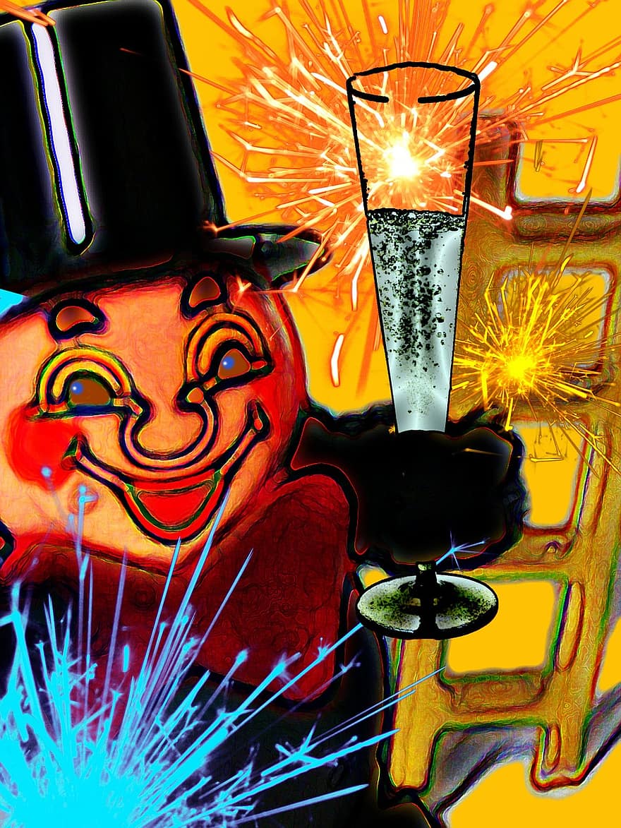 Chimney Sweep, Funny, Prost, Champagne, Champagne Glass, Celebrate, Abut, Toast, Greeting, Head