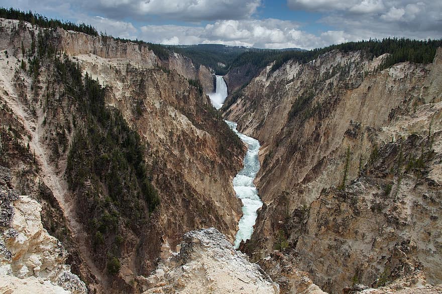 luonto, joki, matkustaa, tutkiminen, ulkona, kansallispuisto, Yellowstone, vesiputous, luonnonkaunis, tapetti