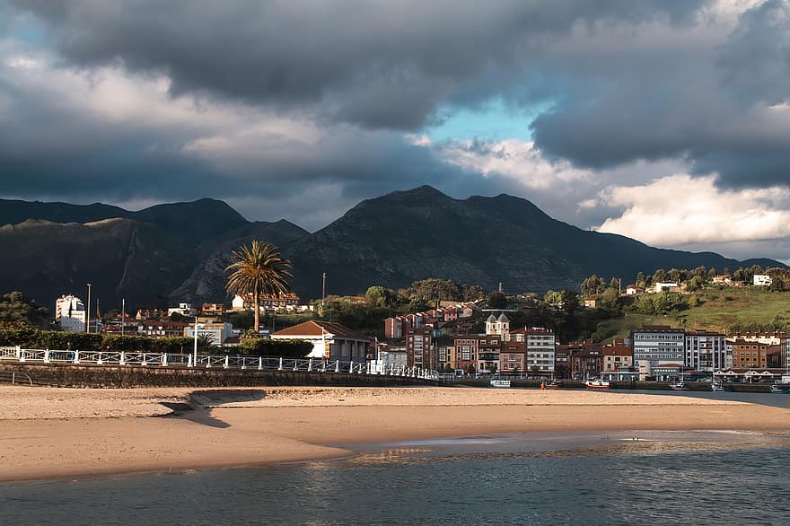 les montagnes, plage, mer, rive, côte, Ribadesella, Espagne, Astucie