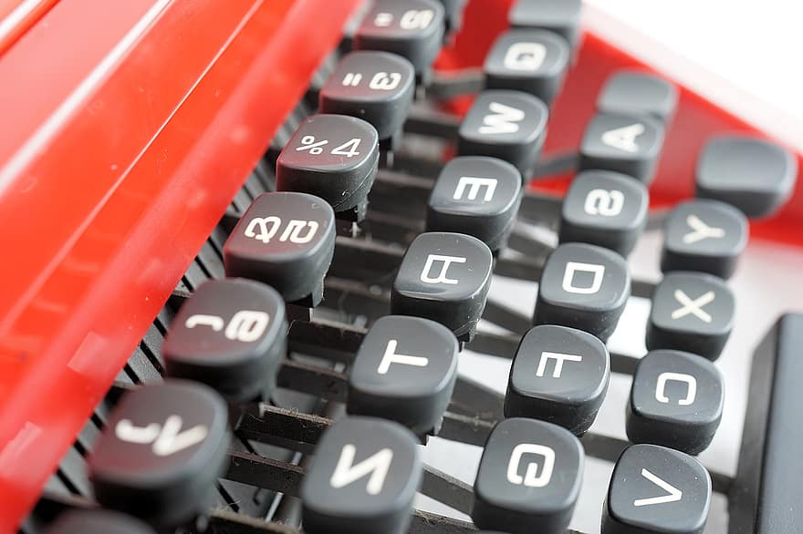 máquina de escrever, chaves, qwertz, teclado, comunicação, hardware, escritório, velho, vintage, retrô
