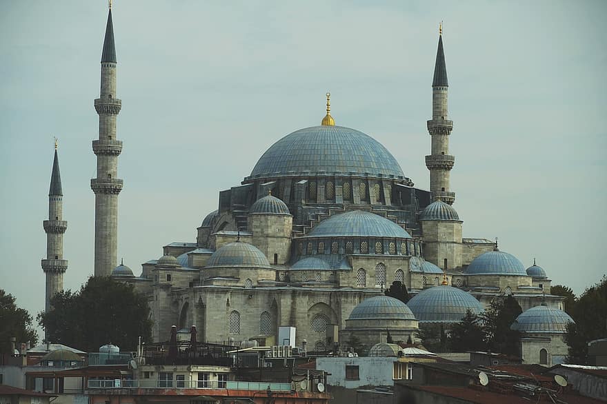 mešita, minaret, budova, struktura, fasáda, architektura, věže, kupole, Istanbul, krocan, cestovní ruch