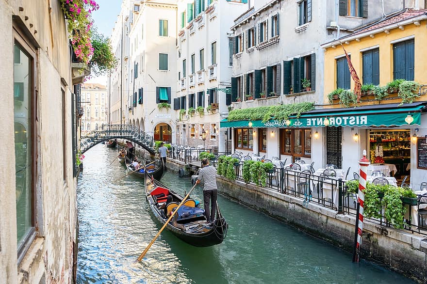 Venecia, Italia, bote, turismo, viaje, arquitectura, ciudad, histórico, destino, canal, góndola