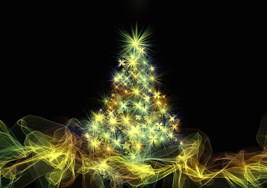 Kerstmis, kerstboom, achtergrond, komst, boom, boom decoraties, decoratie, licht, dennenboom, ster, festival