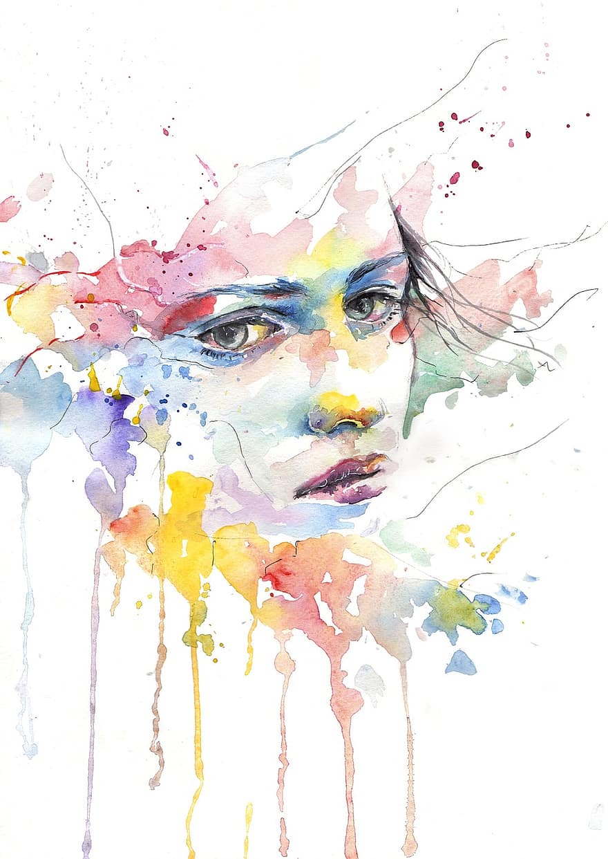 People, Girl, Woman, Face, Portrait, Eyes, View, Person, Watercolor, Figure, Feeling