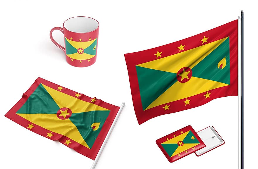 maa, lippu, Grenada, Afrikka, kansallinen, kansakunta, symboli
