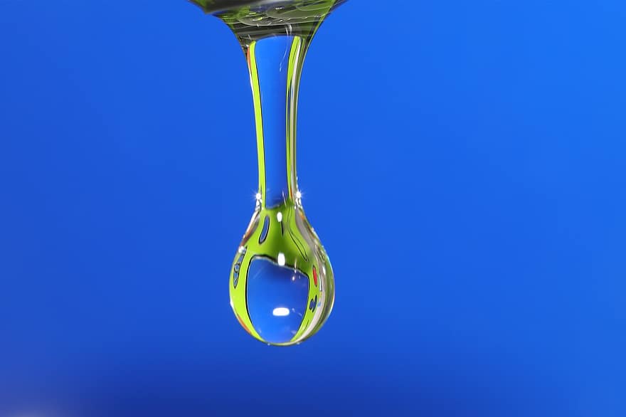 Water, Drops, Waterdrop, Macro, Blue, close-up, liquid, glass, single object, drop, transparent