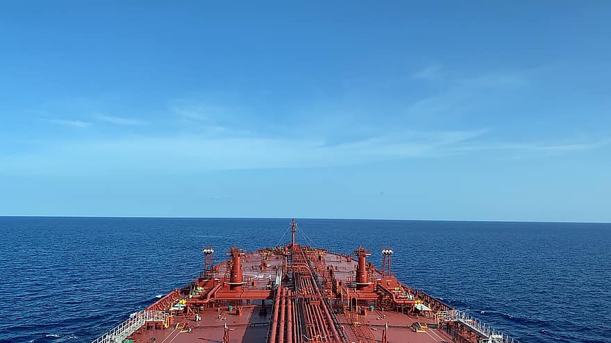 Ship, Sea, Horizon, Sky, Blue Sky, Ocean, Tanker, Vessel, Freighter, Cargo Ship, Water