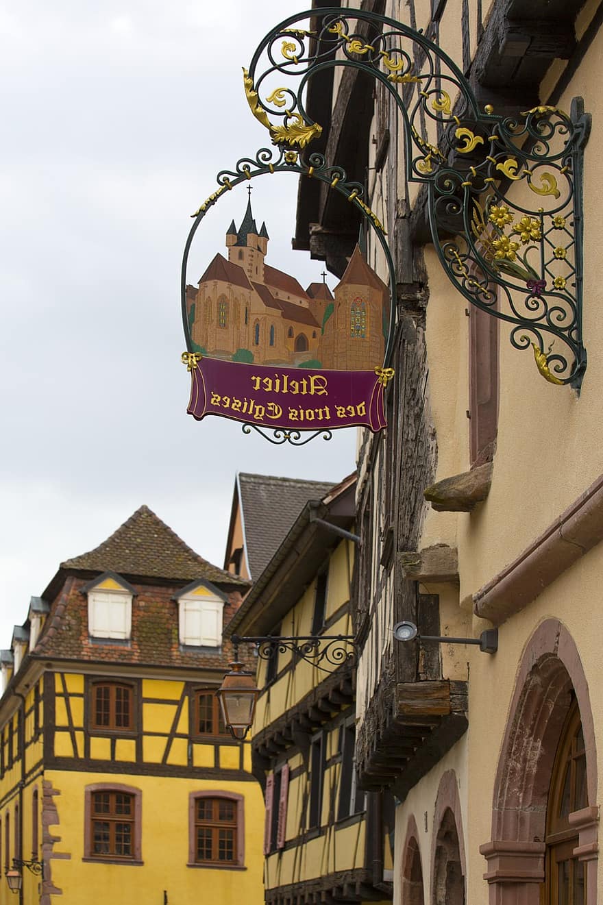 Riquewihr, France, Shop, Signboard, Building, House, Town, architecture, famous place, building exterior, cultures