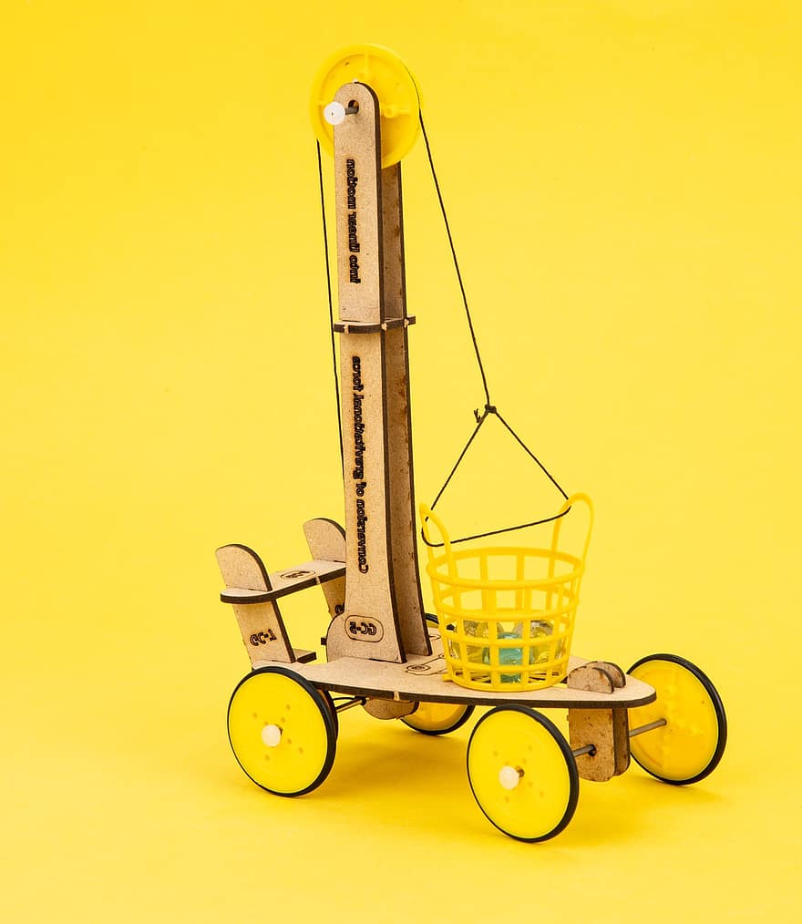 zabawka edukacyjna, Nauka praktyczna, Drewniany zestaw, żółty, koło, zabawka, pojedynczy obiekt, drewno, transport, sprzęt, odosobniony