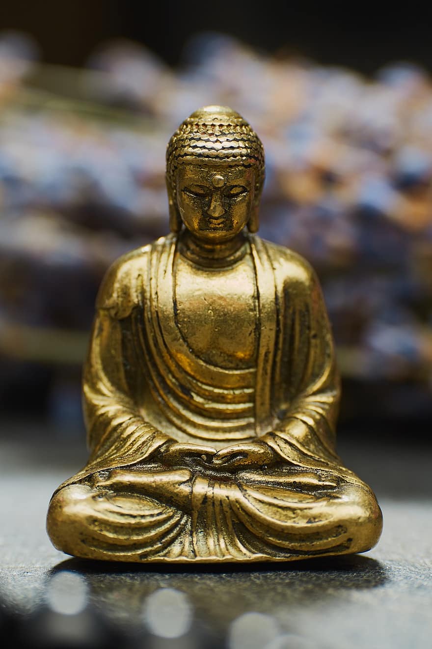 statue, skulptur, figur, buddha, gull, buddhisme, meditasjon, Religion, tinning, gylden, kultur