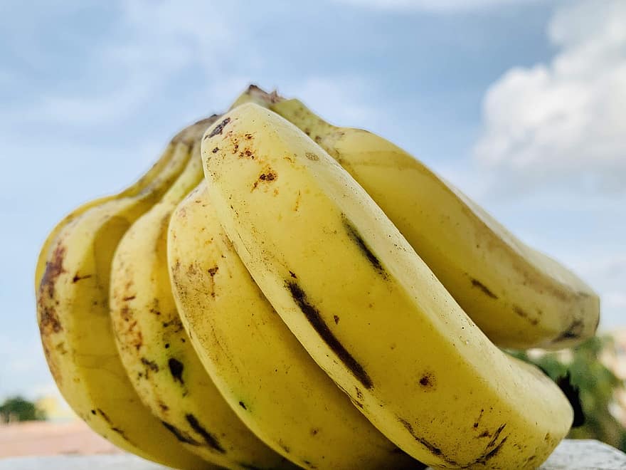 banány, ovoce, jídlo, čerstvý, zdravý, zralý, organický, sladký
