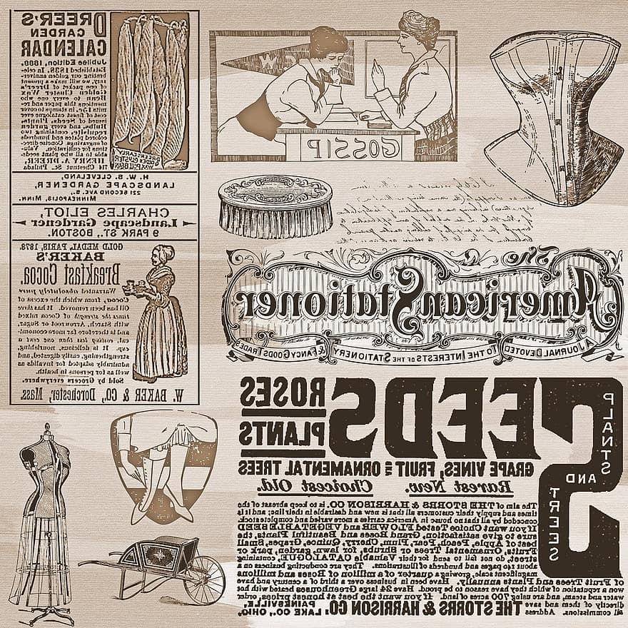 Digital Paper, Newspaper, Advertisement, Vintage Advertisement, Old, Steampunk, Advertising, Collage, Grunge, Decorative, Design