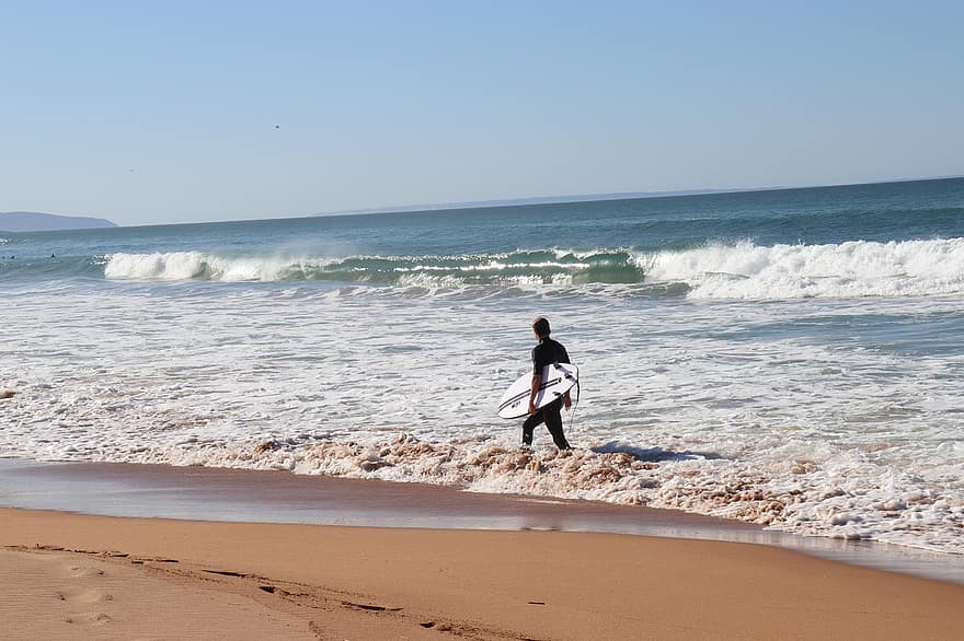 серфер, серфінг, океану, хвилі, літо, дошка для серфінгу, гідрокостюм, води, море, пісок, чоловіки