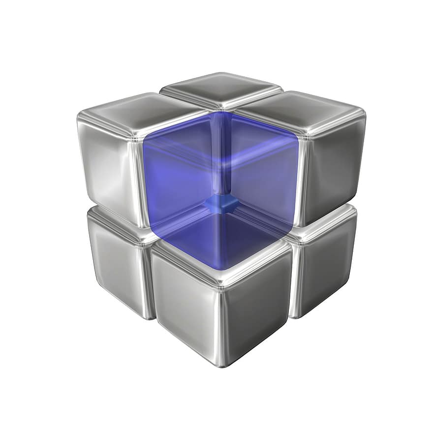 cube, bloc, carré, métal, affaires