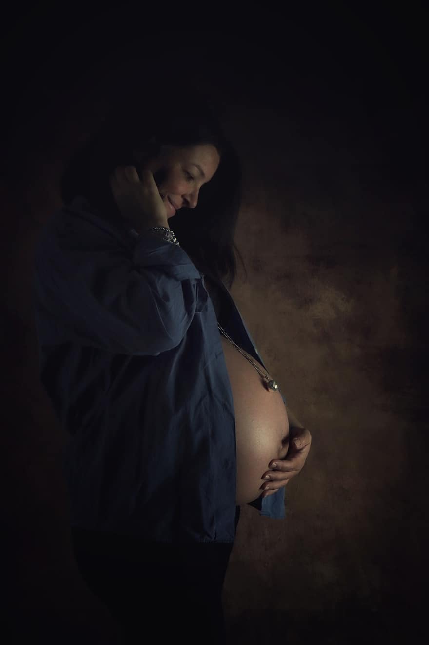 Pregnancy, Mother, Portrait, Baby Bump, Belly, Expectation, Love, Motherhood, Caress, Show, Feelings