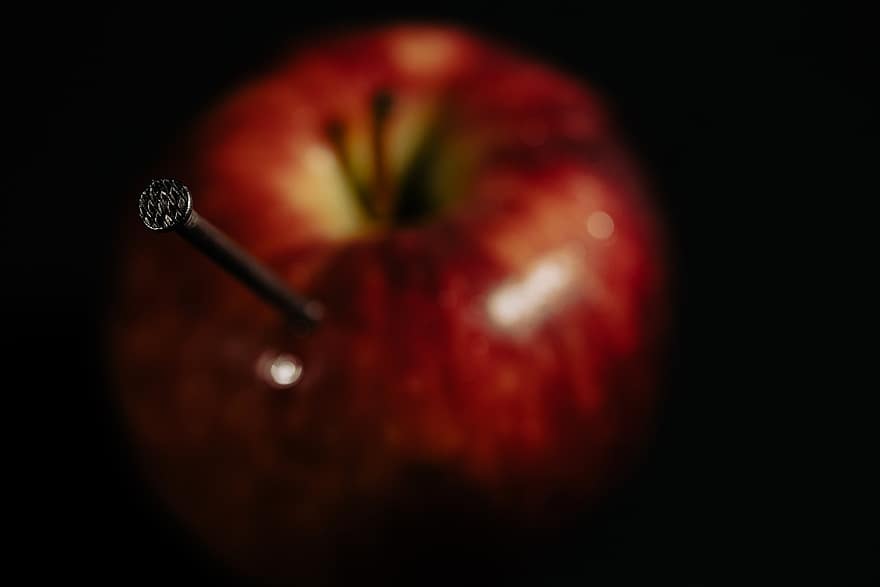 яблоко, ногти, шипы, фрукты, творческий, острый, металл, идея, концепция, питание