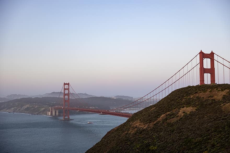 złoty, brama, most, San Francisco, USA, architektura, Miasto, infrastruktura, Droga, podróżować, woda