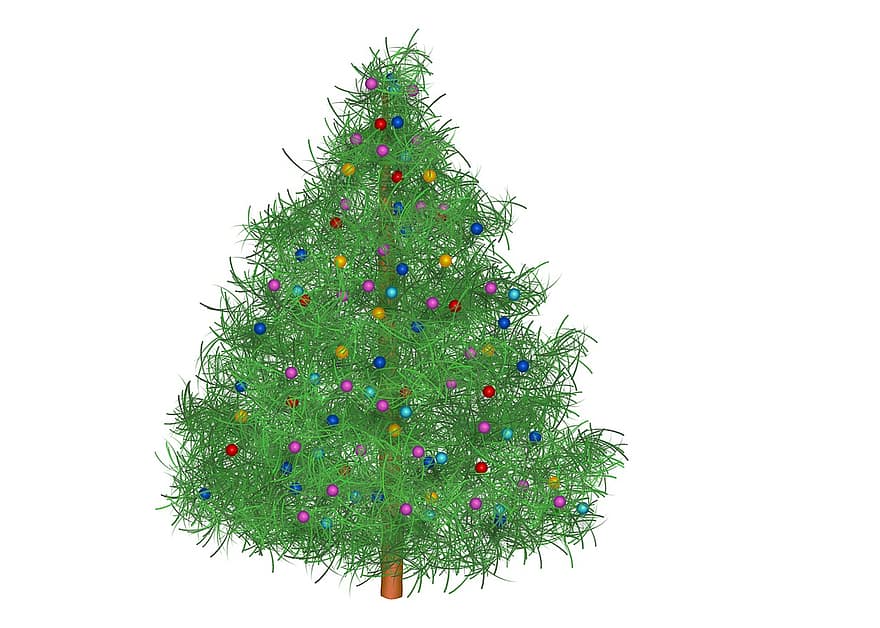 ต้นไม้, ต้นคริสต์มาส, คริสต์มาส, การกำเนิด, เดคโค, ต้นสน, ลูก, เครื่องประดับ, สีเขียว, ฤดู, ภาพประกอบ