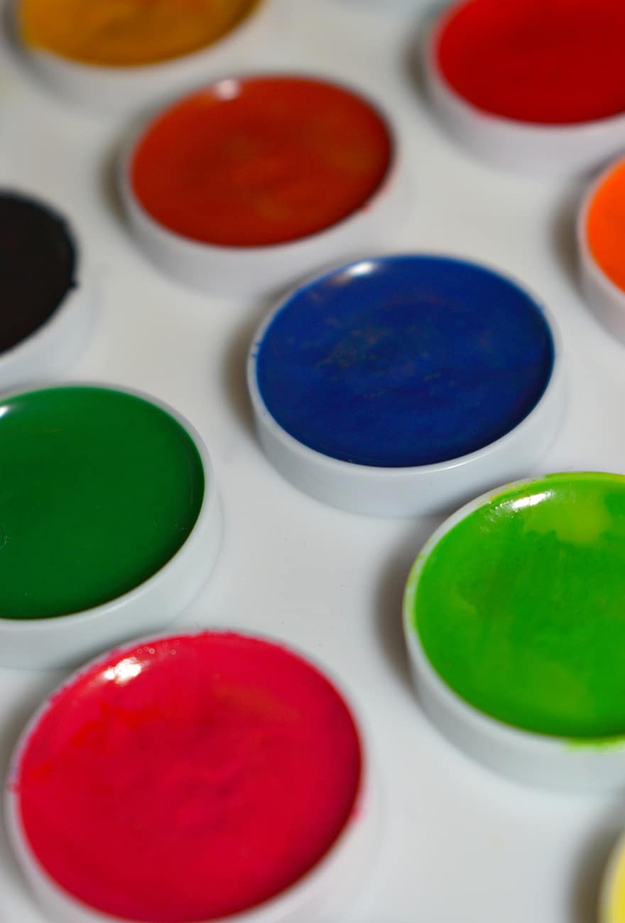 maling, vannfarge, palett, maleri, fargerik, fargerik maling, akvarellmaling, farge palett, kunstnerisk, kunstmaterialer, Kunst