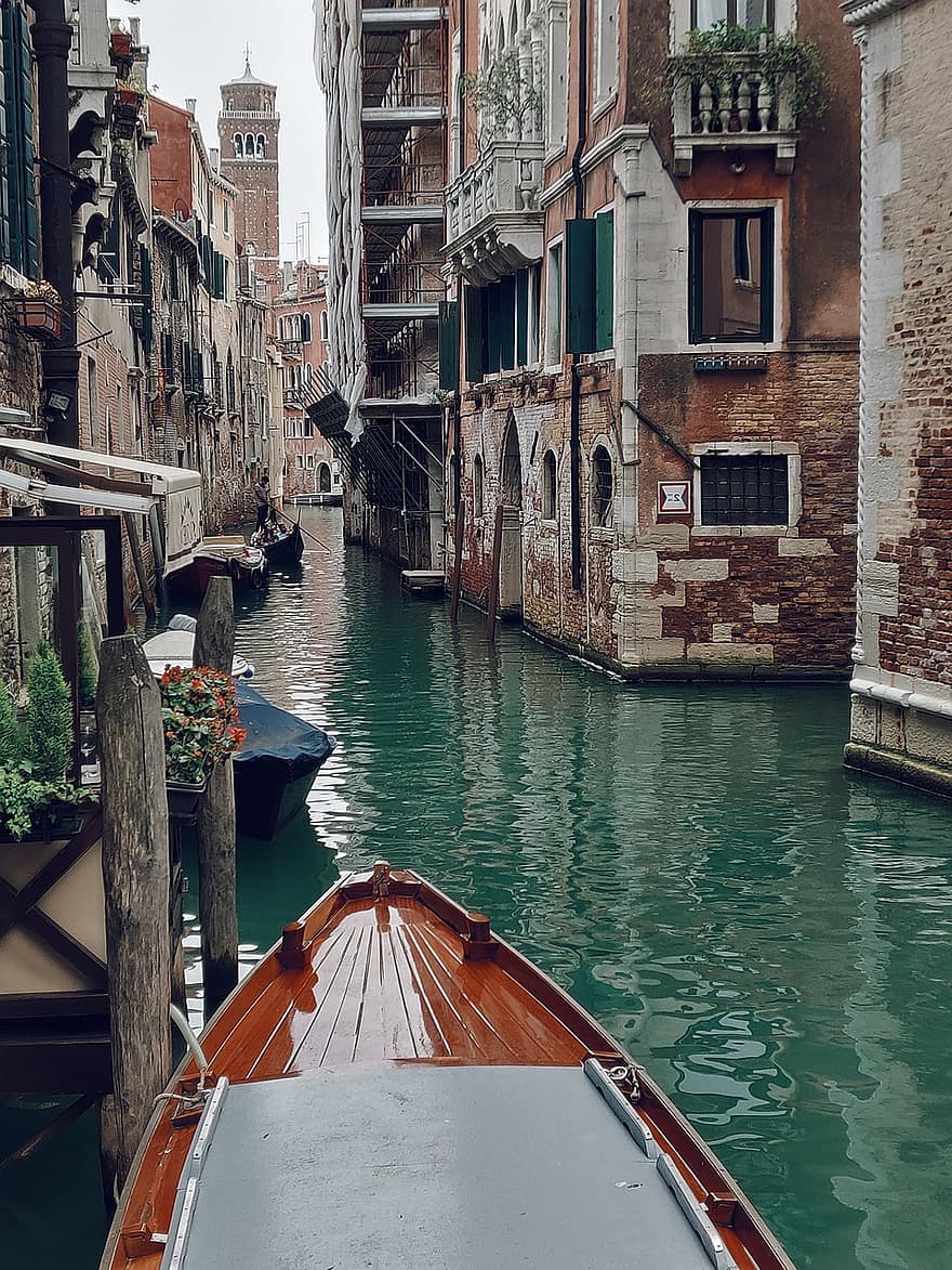 kanál, moře, Benátky, Itálie, krajina, voda, cestovní ruch