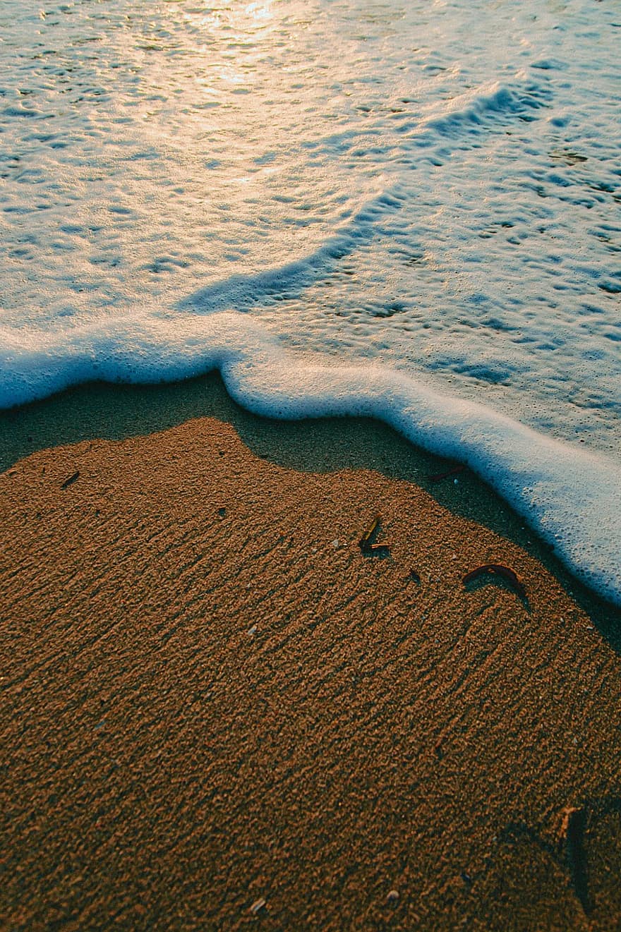 песок, волна, воды, пляж, море, океан, небо, Приморский, берег, природа, прибой
