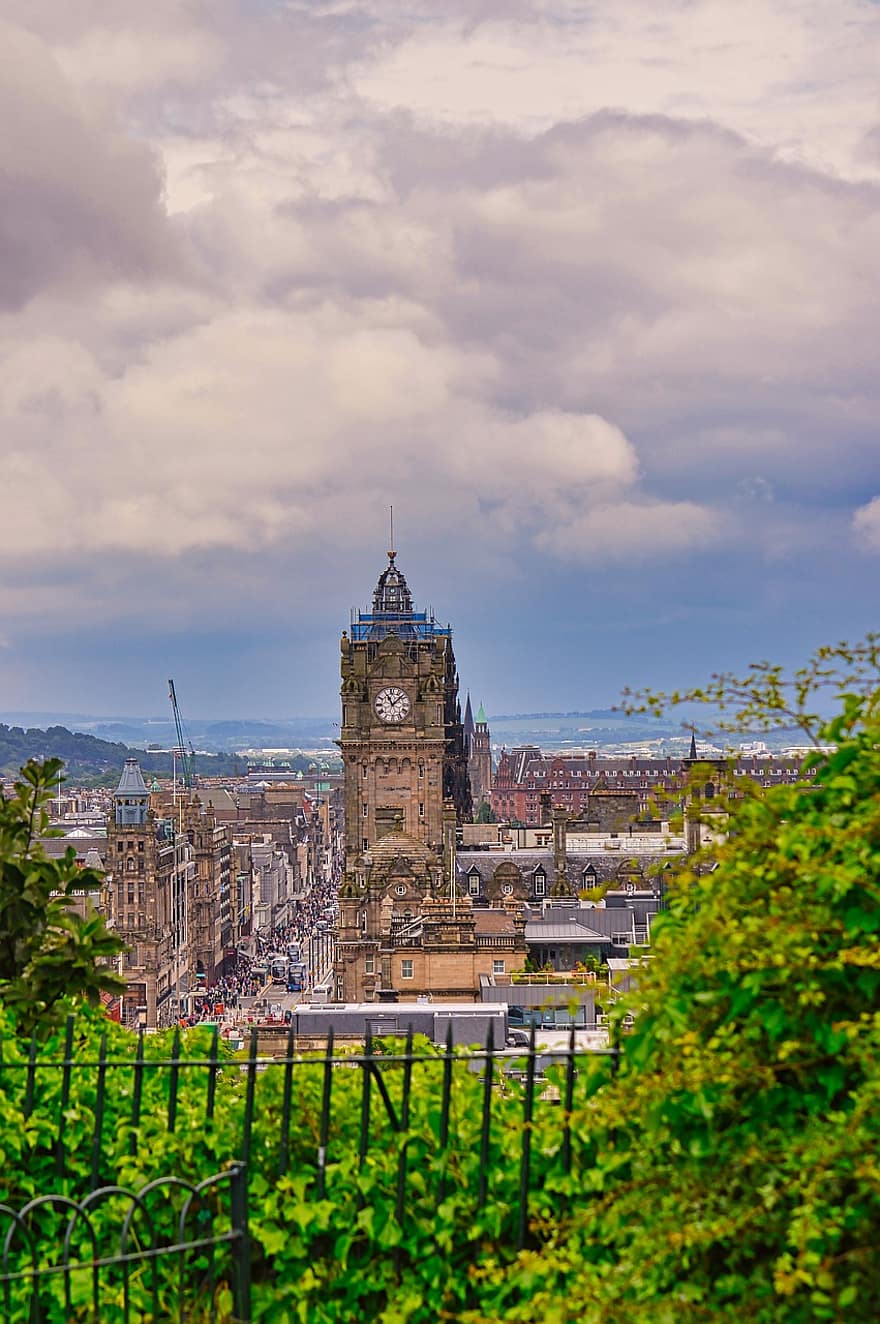 monument, architecture, Edinbourg, ciel, des nuages, Écosse