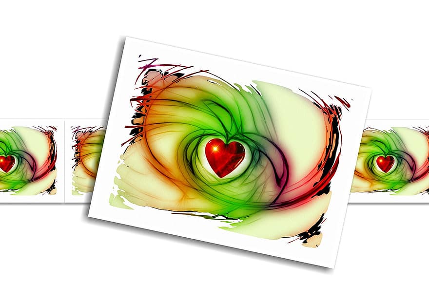 hjärta, kärlek, romantik, vykort, gratulationskort