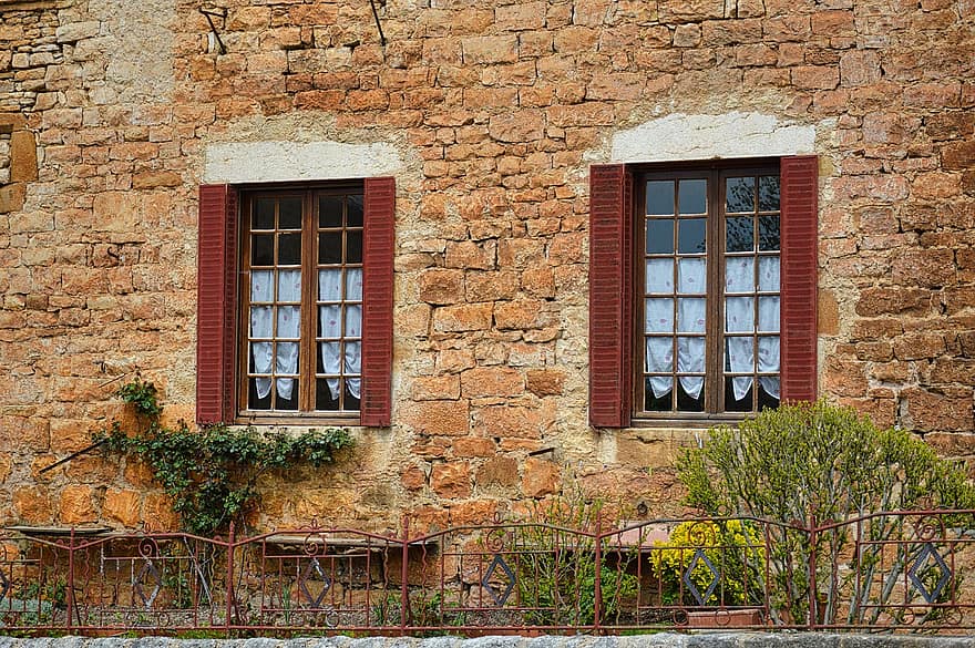 væg, pierre, facade, murværk, gammel, vindue