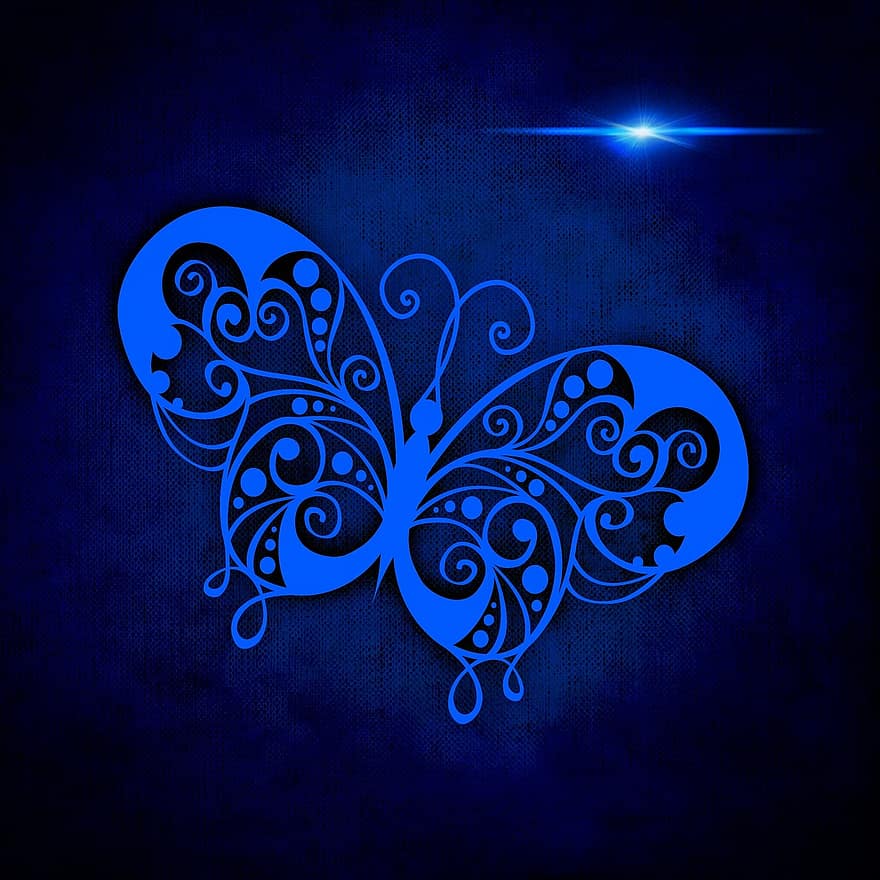 vlinder, blauw, helder, bloemen, insect, vliegend