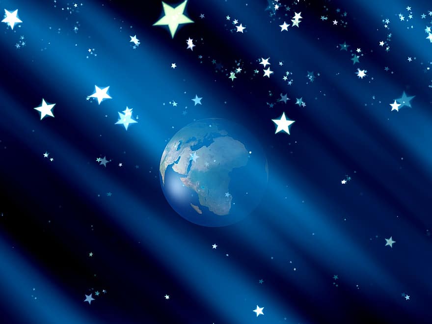 cielo, spazio, stella, blu, palla, mondo, universo, Africa