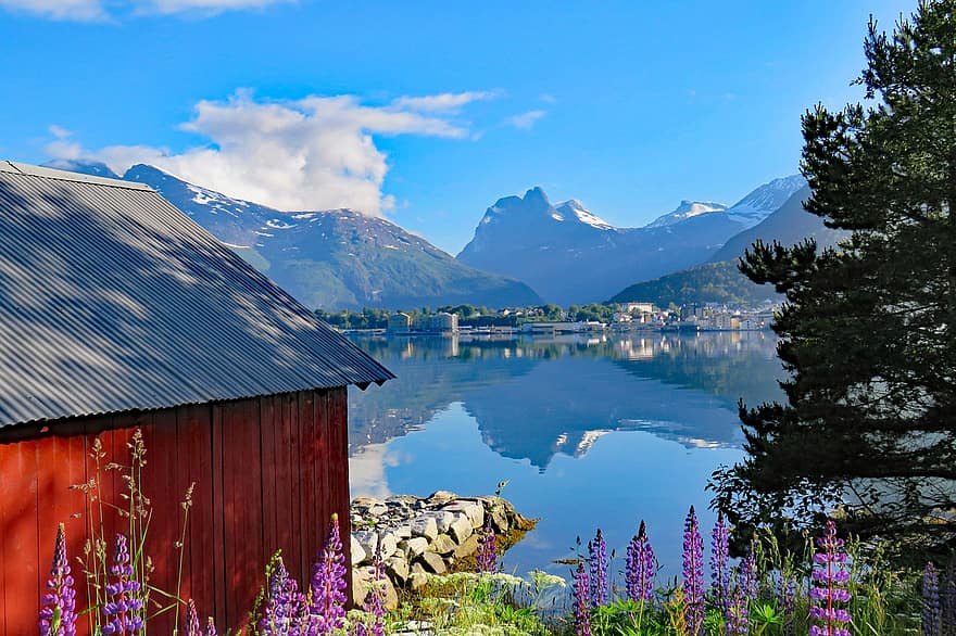 paysage aquatique, fjord, les montagnes, fiord, entrée, eau, réflexion de l'eau, chaîne de montagnes, paysage, scénique, la nature
