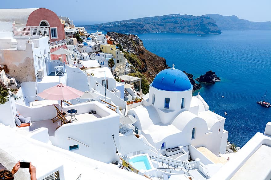 santorini, Kreikka, rakennukset, talot, kaupunki, kylä, arkkitehtuuri, kreikkalainen arkkitehtuuri, oia, Välimeren, Cyclades