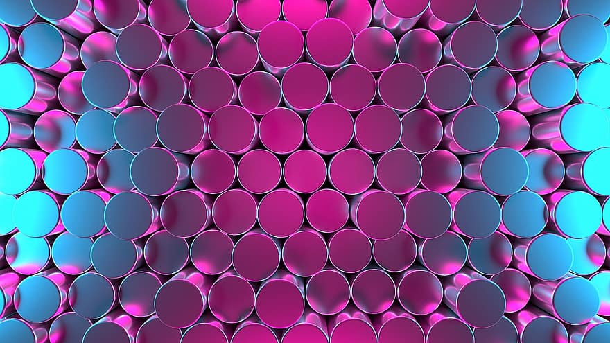 Round, Cylinder, 3d, Pattern, Texture, Wall, Structure, Rendering, Geometry, Reflection, Neon