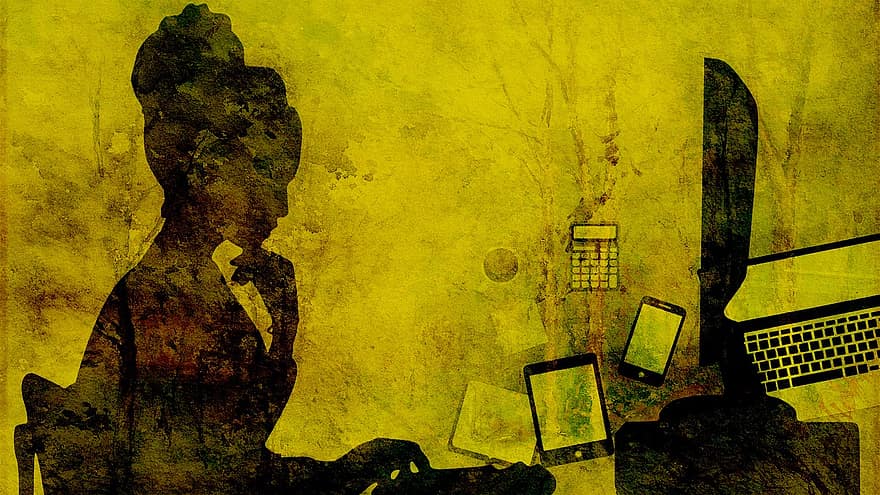 Woman, Computer, Silhouette, Technology, Human, Person, Individual, Female, Lady, Ideas, Thinking