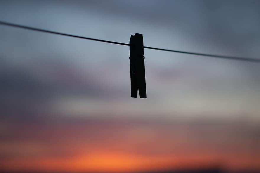 Pin, Silhouette, Shade, Sunset, Orange, close-up, backgrounds, clothespin, macro, clothesline, no people