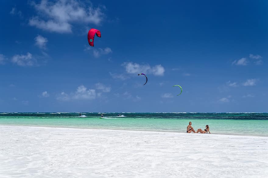 Kenya, océan Indien, plage, paradis, kite surf, watamu, vacances, été, les vacances, bleu, Activité de loisir