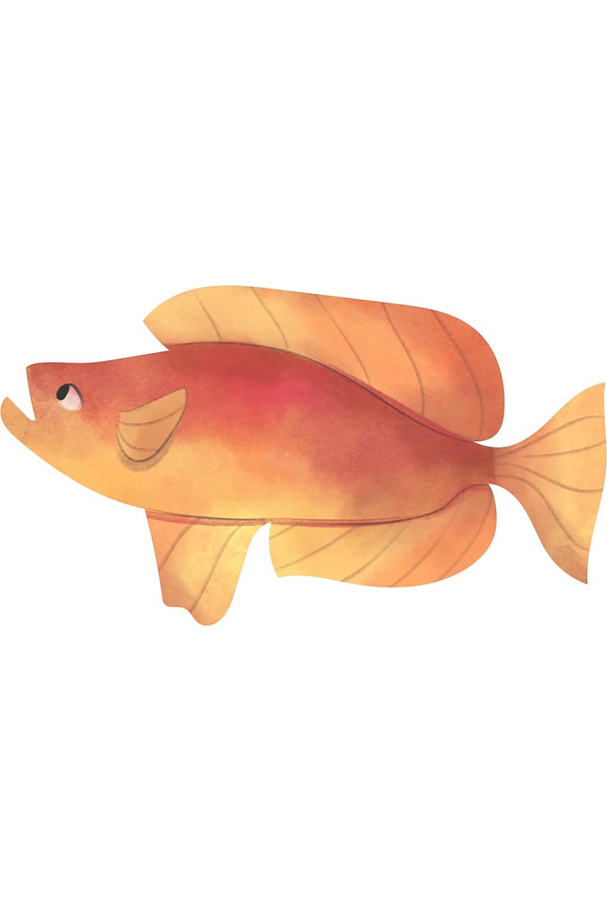 Goldfish, Fin, Water, Sea, Ocean, Fish, illustration, autumn, yellow, backgrounds, vector