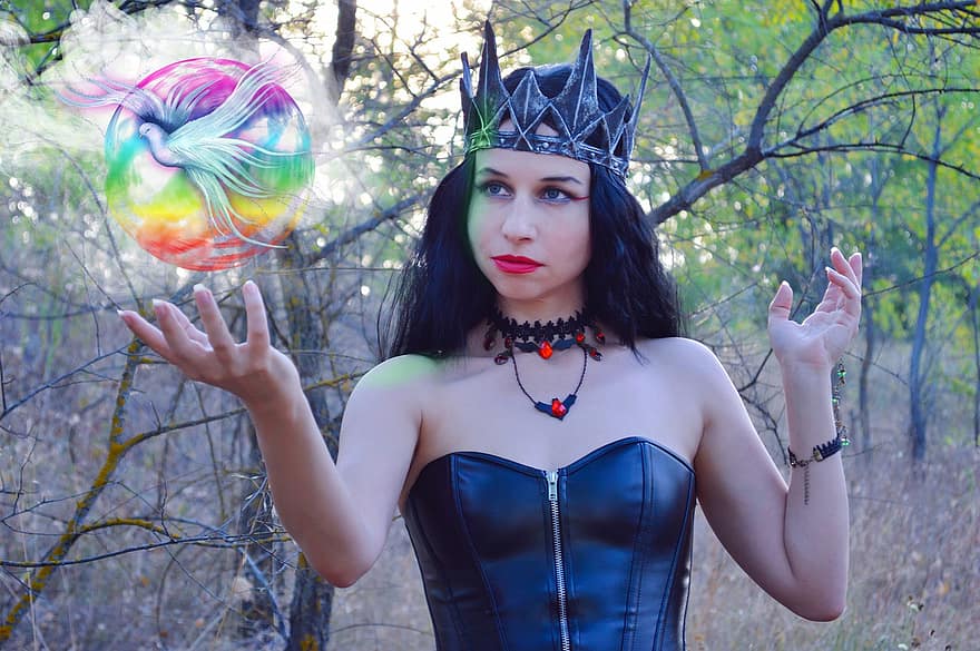 жена, вещица, фантазия, магическа топка, магьосничество, зъл, зло, Хелоуин, кралица, магически, мистична